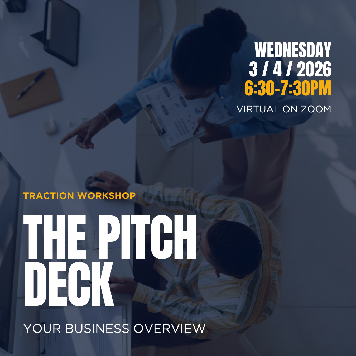 The Pitch Deck virtual workshop on march 4 with Alycia Chrosniak